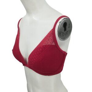 Victorias Secret Incredible Plunge Red Lace Size 34DD Underwire Adjustable Gold